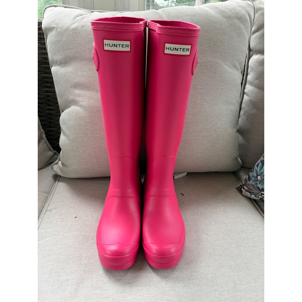 Hunter Original Tall Rain Boots Women Size 9 Pink Waterproof Buckle